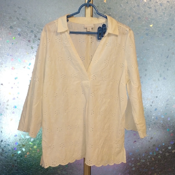 Liz Claiborne White Eyelet Top - Picture 1 of 12